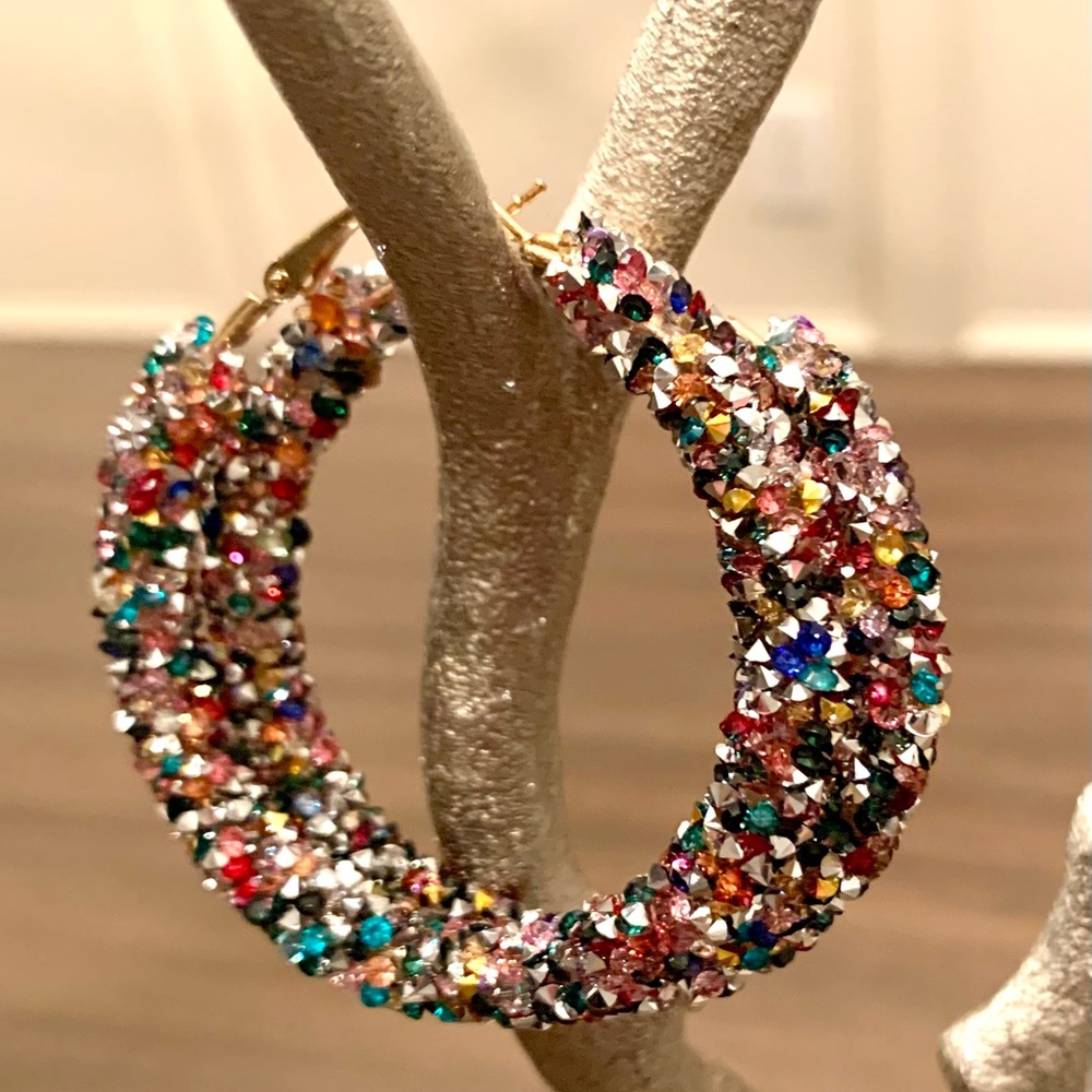 Multicolor Sparkle Hoops